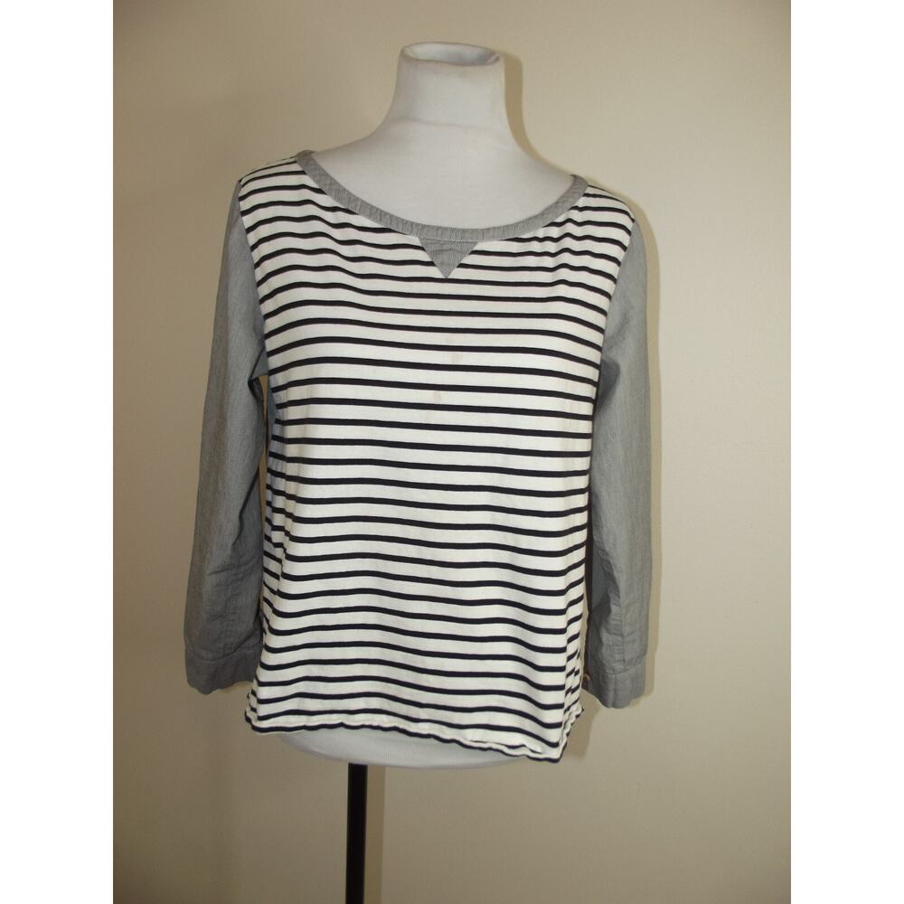 Anthropologie 9-H15 STCL Womens SHIRT - MEDIUM - Blue White Striped Roll Cuff